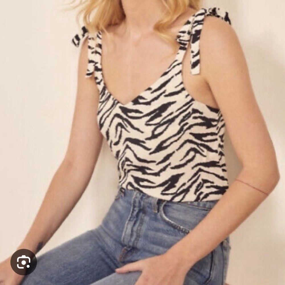 Reformation zebra print makati tie shoulder tank